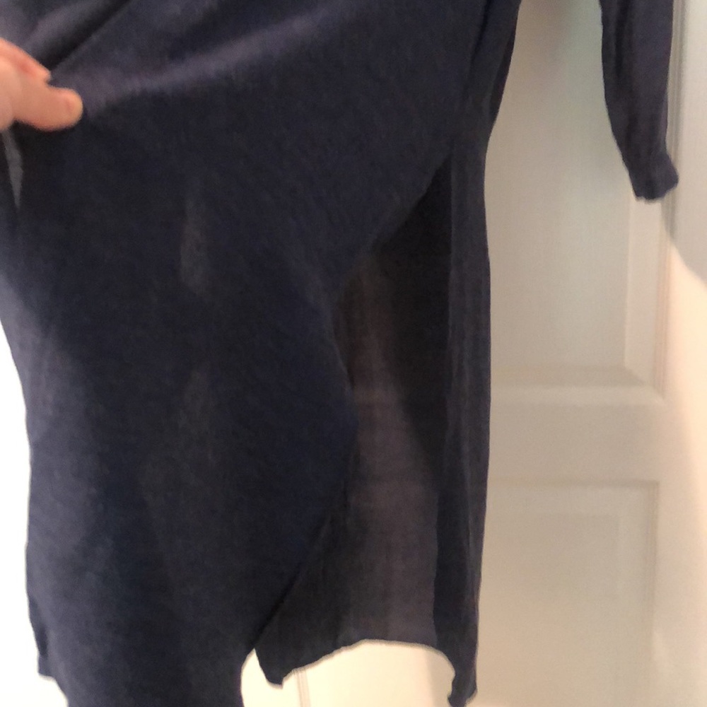 Zara Basic Long Button Down Shirt With Side Slit … - image 4